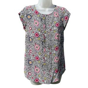 BODEN Women's Size 6 Floral Multi Pleat Front‎ WA 774 Cap Sleeve Blouse Top.